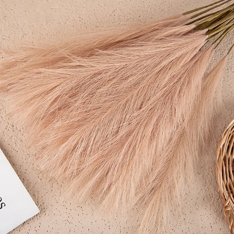 55CM 5/1PCS Fluffy Pampas Grass Boho Decor Flower Fake Plant Reed Simulated Wedding Party Christmas Home Decor Artificial Flower - Slobuy