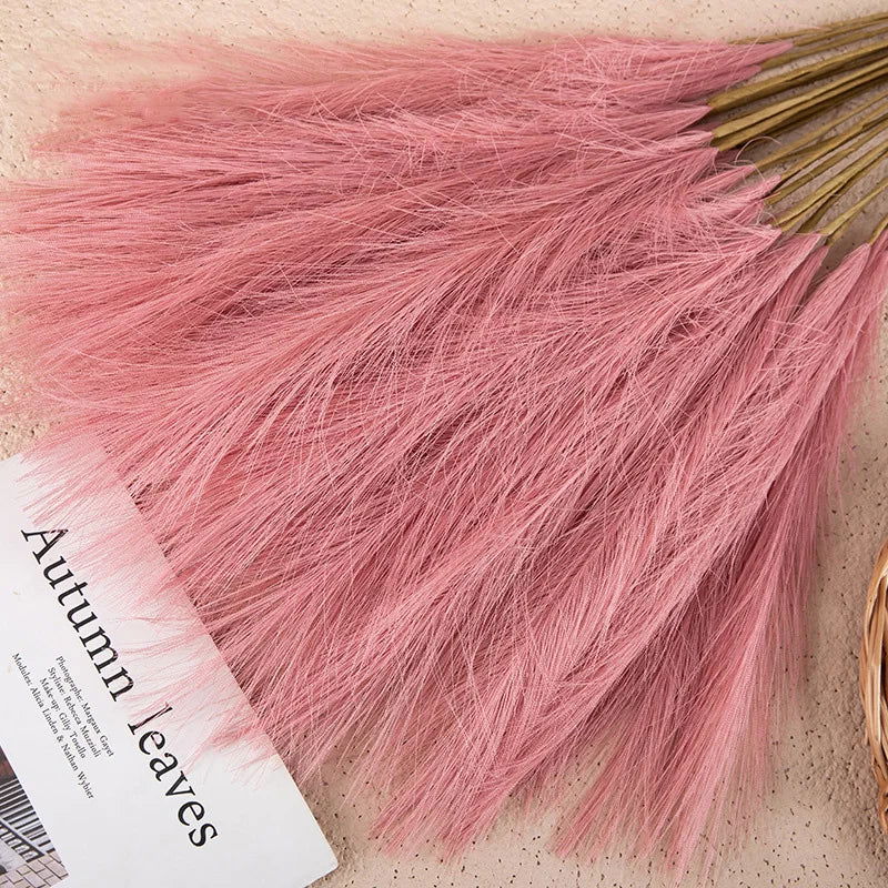 55CM 5/1PCS Fluffy Pampas Grass Boho Decor Flower Fake Plant Reed Simulated Wedding Party Christmas Home Decor Artificial Flower - Slobuy