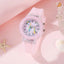 1PCS Girl Cute Student Little Fresh Unicorn Pink Light Quartz Silicone Watch +1Pcs Burst Bead Bracelet +1Pcs Pink Box Set - Slobuy