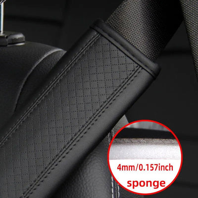 1PCS PU Leather Embossed Car Seat Belt Shoulder Cover Decompression Comfort Car Accessories Safety Belt Protective Cover - Slobuy