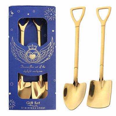 4/1PCS Shovel Spoons Creative Stainless Steel Coffee Tea Spoon For Ice Cream Dessert Watermelon Kitchen Tableware Cutlery Sets - Slobuy