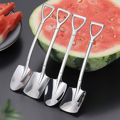 4/1PCS Shovel Spoons Creative Stainless Steel Coffee Tea Spoon For Ice Cream Dessert Watermelon Kitchen Tableware Cutlery Sets - Slobuy