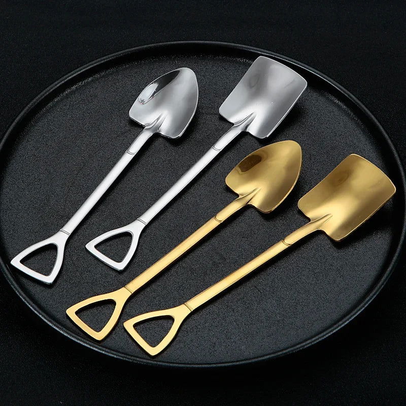 4/1PCS Shovel Spoons Creative Stainless Steel Coffee Tea Spoon For Ice Cream Dessert Watermelon Kitchen Tableware Cutlery Sets - Slobuy