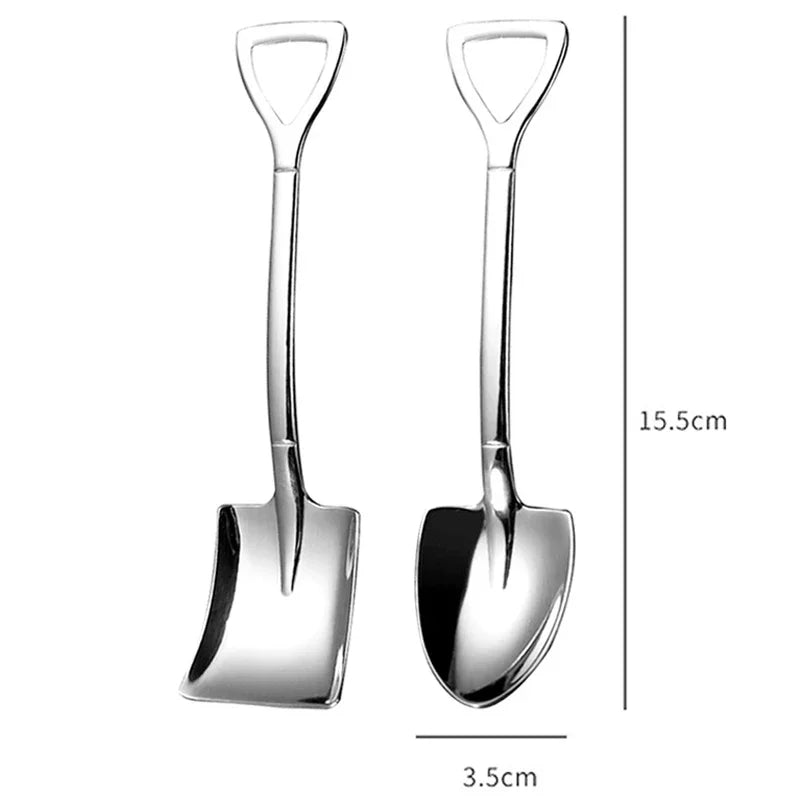 4/1PCS Shovel Spoons Creative Stainless Steel Coffee Tea Spoon For Ice Cream Dessert Watermelon Kitchen Tableware Cutlery Sets - Slobuy