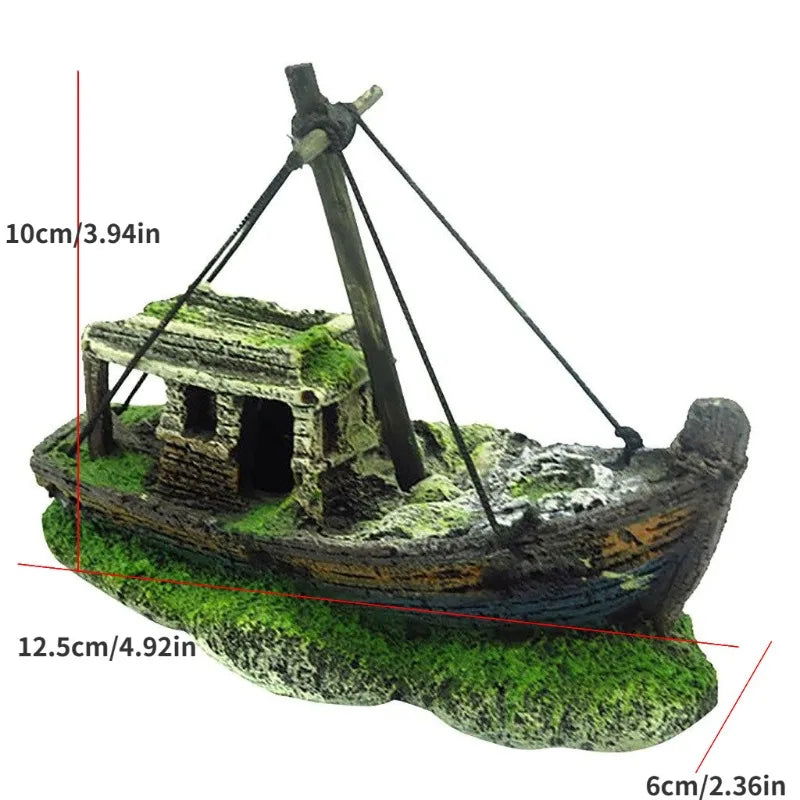 1PC Aquarium Fish Tank Landscape Pirate Ship Wreck Ship Decor Resin Boat Ornament Aquarium Accessories Decoration - Slobuy