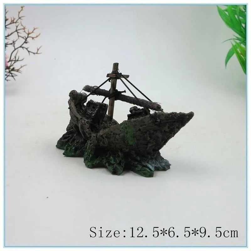 1PC Aquarium Fish Tank Landscape Pirate Ship Wreck Ship Decor Resin Boat Ornament Aquarium Accessories Decoration - Slobuy