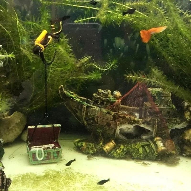 1PC Aquarium Fish Tank Landscape Pirate Ship Wreck Ship Decor Resin Boat Ornament Aquarium Accessories Decoration - Slobuy