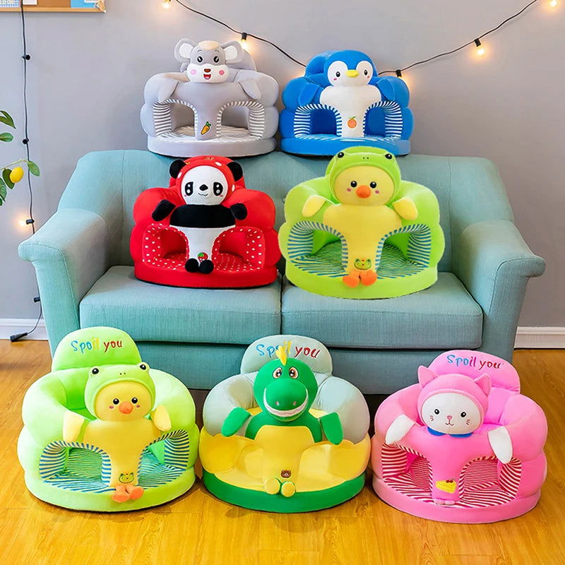 1PC Baby Learning Sitting Seat Sofa Cover Cartoon Case Plush Support Chair Toys(Sitting Chair Cover!!) - Slobuy