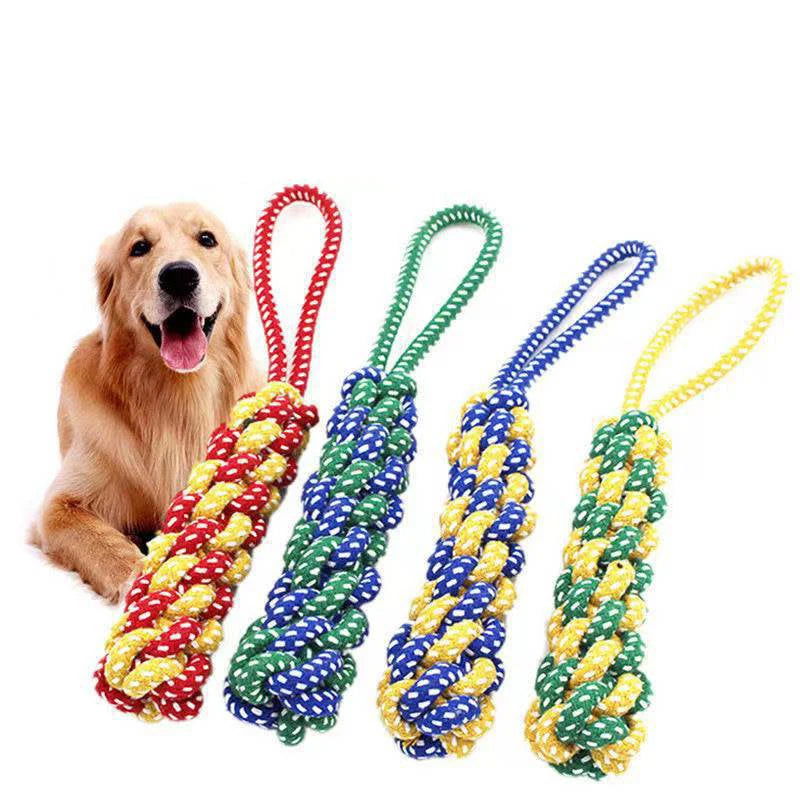 1PC Dog Toy Carrot Knot Rope Ball Cotton Rope Dumbbell Puppy Cleaning Teeth Chew Toy Durable Braided Bite Resistant Pet Supplies - Slobuy