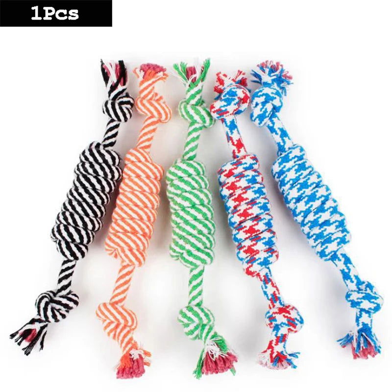 1PC Dog Toy Carrot Knot Rope Ball Cotton Rope Dumbbell Puppy Cleaning Teeth Chew Toy Durable Braided Bite Resistant Pet Supplies - Slobuy