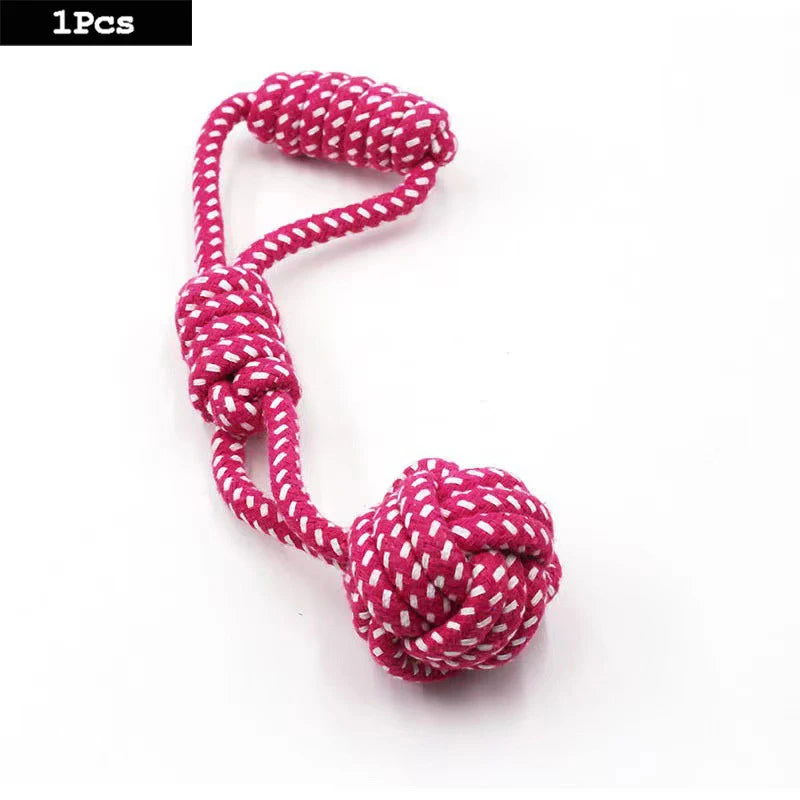 1PC Dog Toy Carrot Knot Rope Ball Cotton Rope Dumbbell Puppy Cleaning Teeth Chew Toy Durable Braided Bite Resistant Pet Supplies - Slobuy
