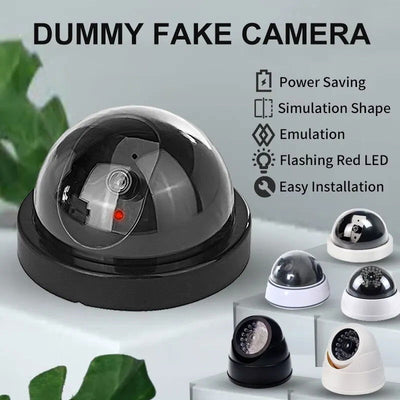 1PC Dummy Fake Camera with LED Red Light, Battery Operated, No Wiring Required, Indoor Outdoor Fake Dome Security Camera - Slobuy