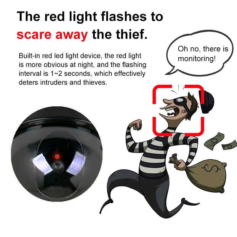 1PC Dummy Fake Camera with LED Red Light, Battery Operated, No Wiring Required, Indoor Outdoor Fake Dome Security Camera - Slobuy