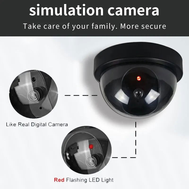 1PC Dummy Fake Camera with LED Red Light, Battery Operated, No Wiring Required, Indoor Outdoor Fake Dome Security Camera - Slobuy