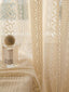 1PC Japanese Boho Style Voile Tulle，Beige Vintage Argyle Geometric Sheer Curtain，Rod Pocket，for the Living Room Decor - Slobuy