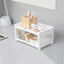 1PC PP Desktop Double Layer Storage Rack Rectangular White Organizing Student Desk Office Cosmetics Stationery - Slobuy