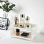1PC PP Desktop Double Layer Storage Rack Rectangular White Organizing Student Desk Office Cosmetics Stationery - Slobuy