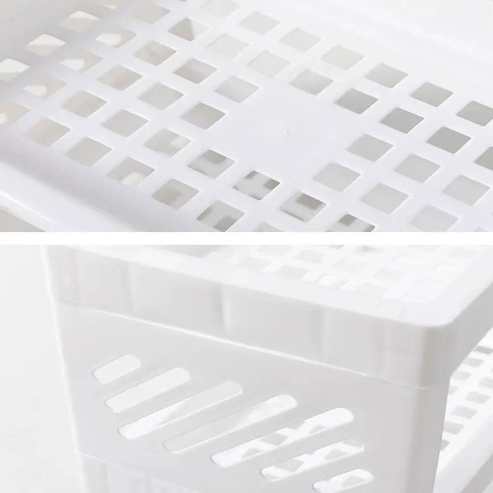 1PC PP Desktop Double Layer Storage Rack Rectangular White Organizing Student Desk Office Cosmetics Stationery - Slobuy