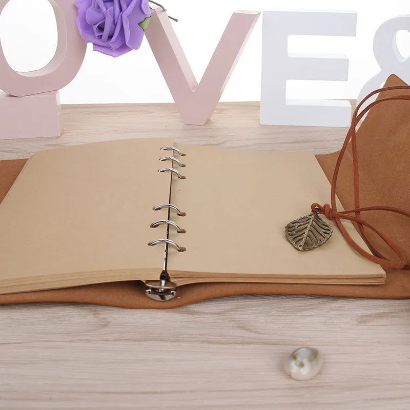 1PC Retro Leaf Notebook School Office Stationery Diary Notepad Literature PU Leather Note Book Traveler Journal Planners Gifts - Slobuy