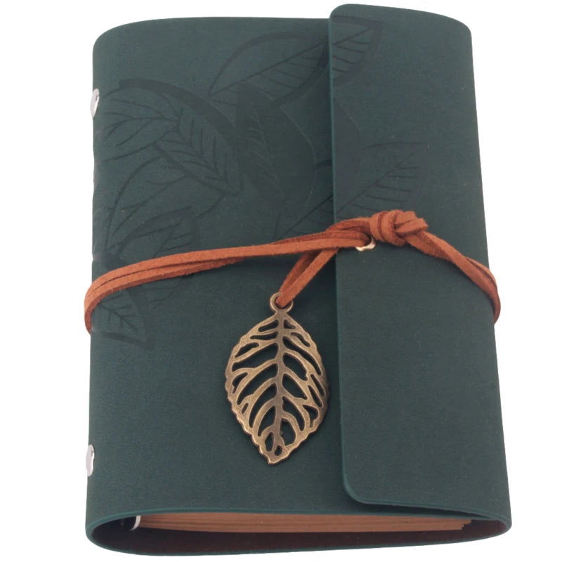 1PC Retro Leaf Notebook School Office Stationery Diary Notepad Literature PU Leather Note Book Traveler Journal Planners Gifts - Slobuy