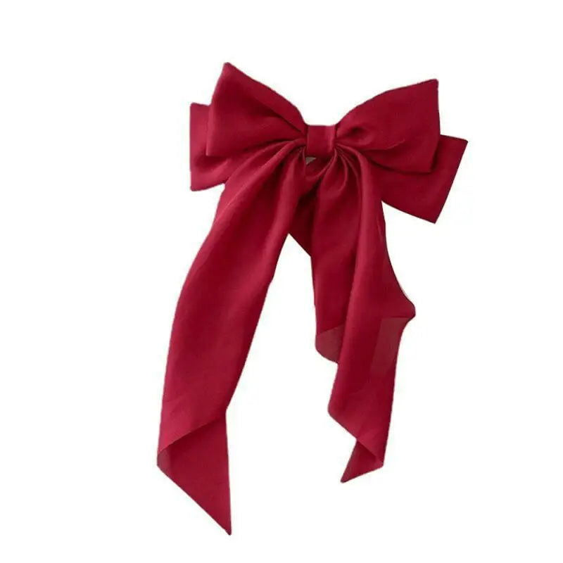 1PC Solid Color Satin Ribbon Big Bows Spring Clips Oversize Hair Pin Retro Hairpin Headwear Wedding Party Hair Accessories - Slobuy