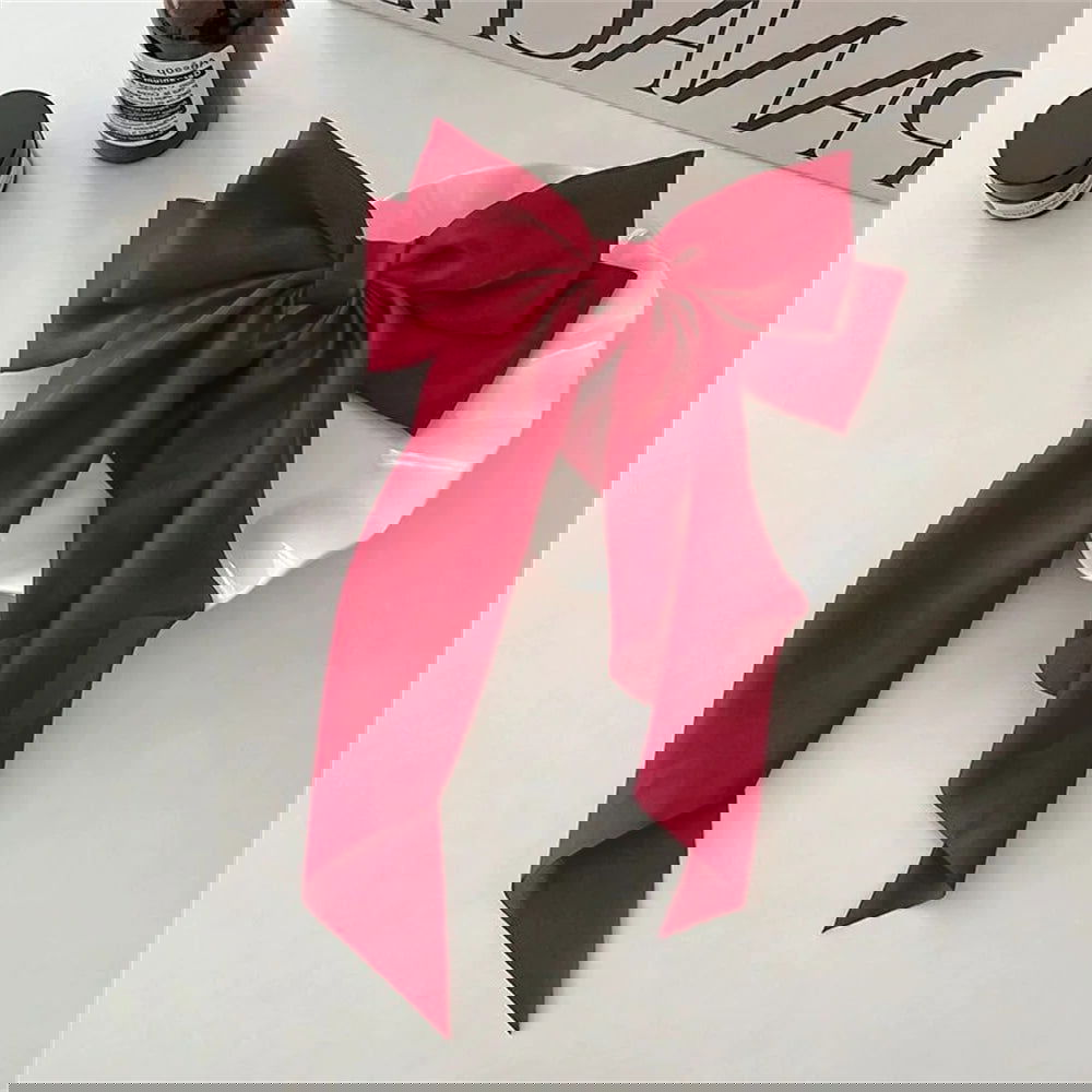 1PC Solid Color Satin Ribbon Big Bows Spring Clips Oversize Hair Pin Retro Hairpin Headwear Wedding Party Hair Accessories - Slobuy