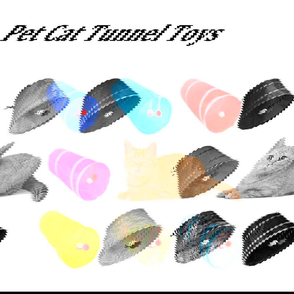 1PC Two-way Retractable Cat Tunnel Toy Cat Interactive Self Hi Ring Paper Foldable Bell Single Layer ( Random Color) - Slobuy