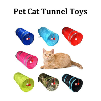 1PC Two-way Retractable Cat Tunnel Toy Cat Interactive Self Hi Ring Paper Foldable Bell Single Layer ( Random Color) - Slobuy