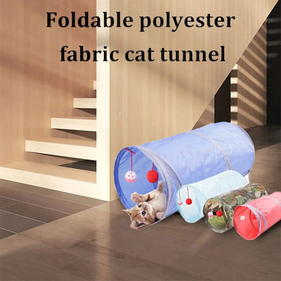 1PC Two-way Retractable Cat Tunnel Toy Cat Interactive Self Hi Ring Paper Foldable Bell Single Layer ( Random Color) - Slobuy