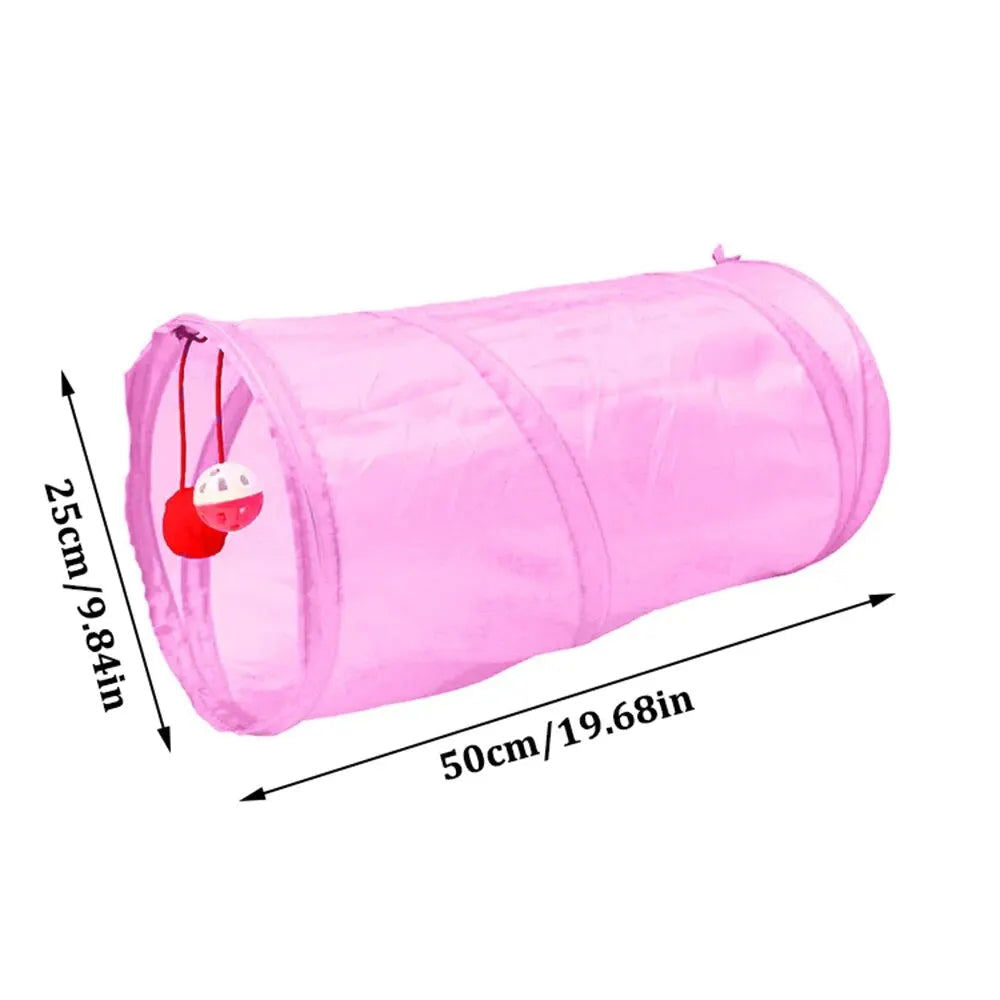 1PC Two-way Retractable Cat Tunnel Toy Cat Interactive Self Hi Ring Paper Foldable Bell Single Layer ( Random Color) - Slobuy