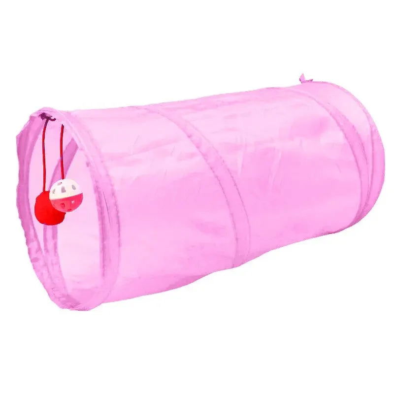 1PC Two-way Retractable Cat Tunnel Toy Cat Interactive Self Hi Ring Paper Foldable Bell Single Layer ( Random Color) - Slobuy