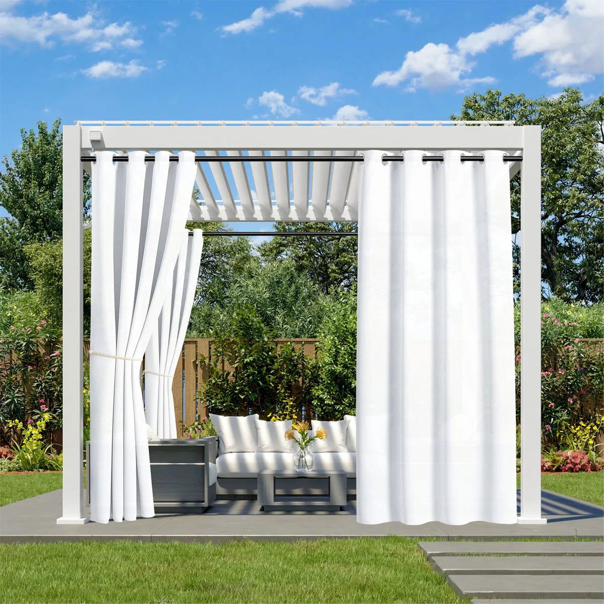 1PC, Waterproof Outdoor Grommet Curtain For Patio Gazebo Front Porch Pergola - Slobuy