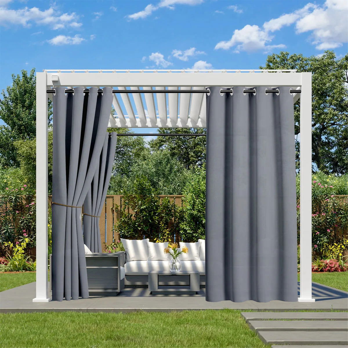 1PC, Waterproof Outdoor Grommet Curtain For Patio Gazebo Front Porch Pergola - Slobuy