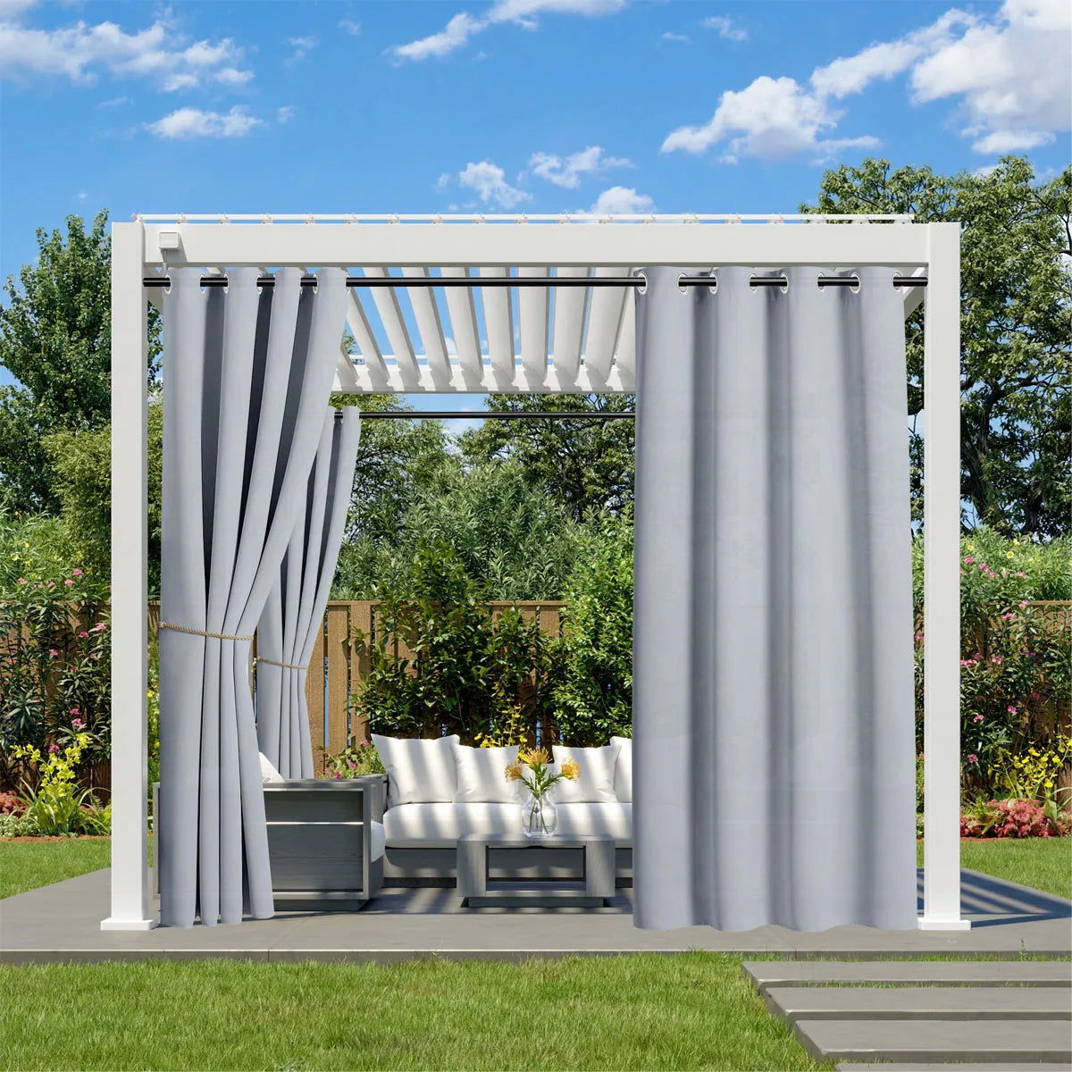 1PC, Waterproof Outdoor Grommet Curtain For Patio Gazebo Front Porch Pergola - Slobuy