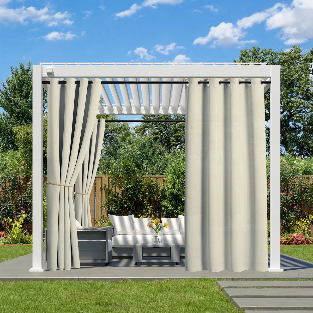 1PC, Waterproof Outdoor Grommet Curtain For Patio Gazebo Front Porch Pergola - Slobuy