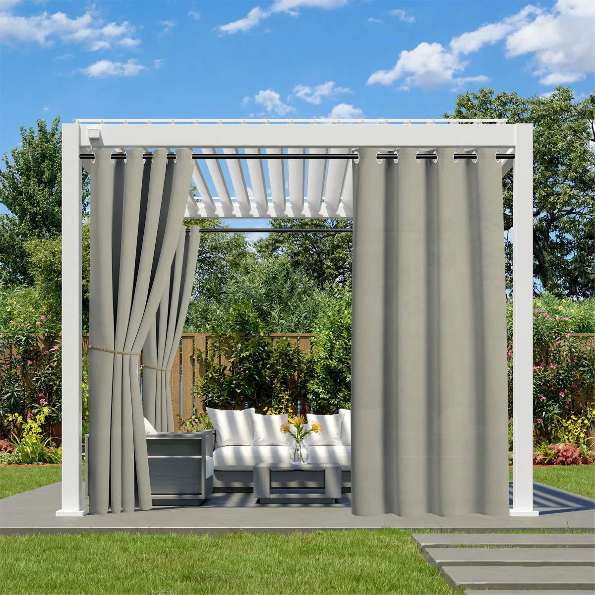 1PC, Waterproof Outdoor Grommet Curtain For Patio Gazebo Front Porch Pergola - Slobuy