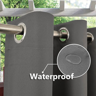 1PC, Waterproof Outdoor Privacy Grommet Top Curtain For Porch, Pergola, Cabana, Patio - Slobuy