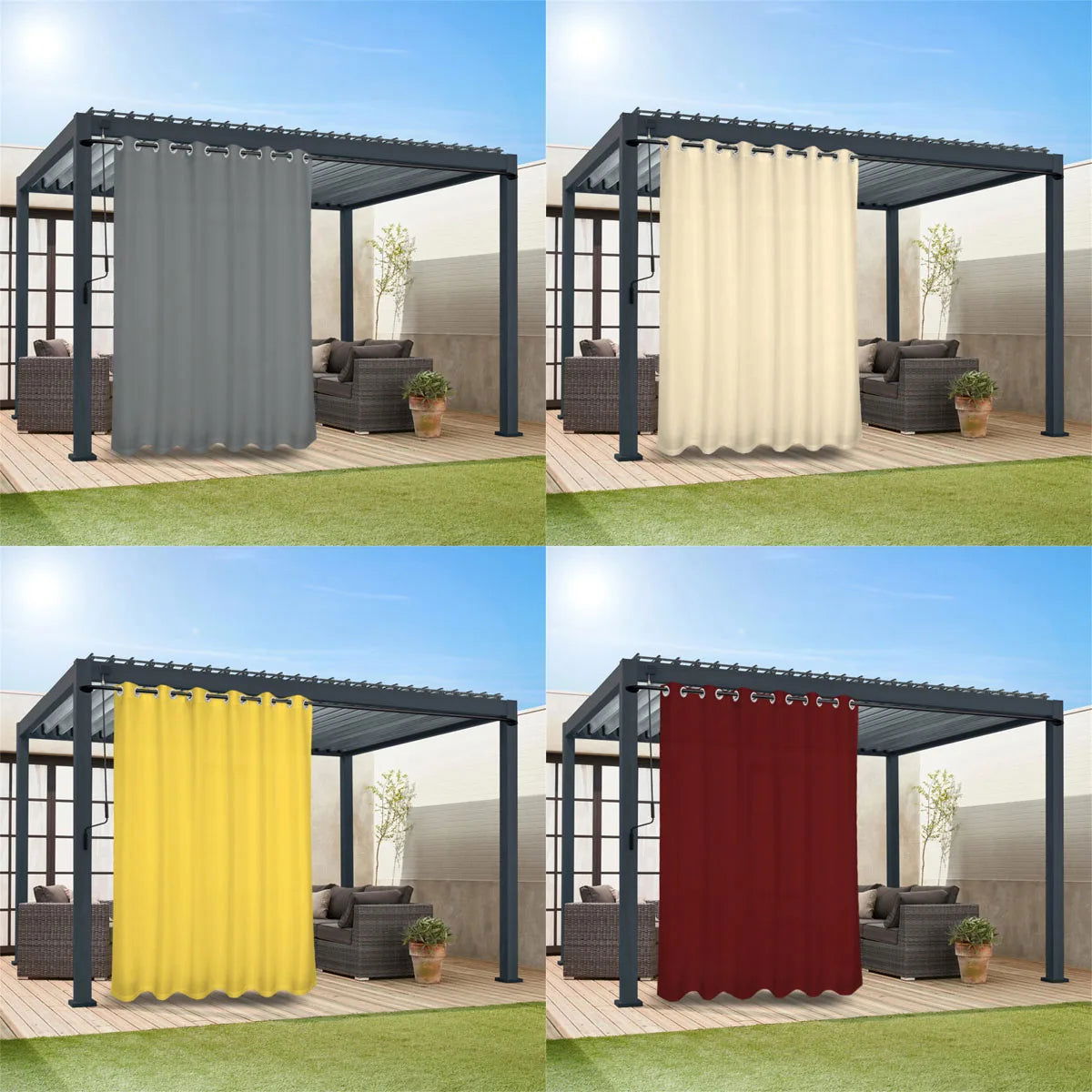 1PC, Waterproof Outdoor Privacy Grommet Top Curtain For Porch, Pergola, Cabana, Patio - Slobuy
