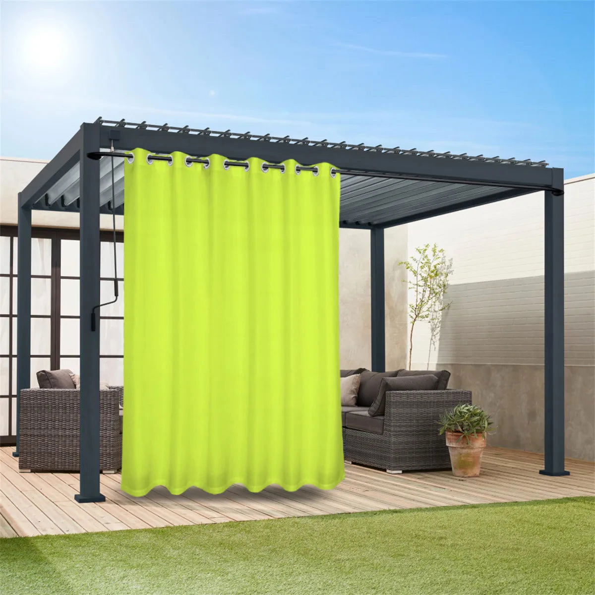 1PC, Waterproof Outdoor Privacy Grommet Top Curtain For Porch, Pergola, Cabana, Patio - Slobuy