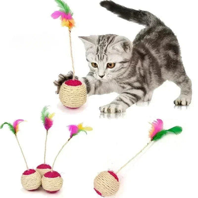 1Pc Cat Toy Sisal Scratching Ball Training Interactive Toy for Kitten Pet Cat Supplies Feather Toy  Cat Toys Interactive - Slobuy