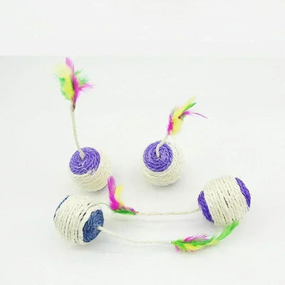 1Pc Cat Toy Sisal Scratching Ball Training Interactive Toy for Kitten Pet Cat Supplies Feather Toy  Cat Toys Interactive - Slobuy