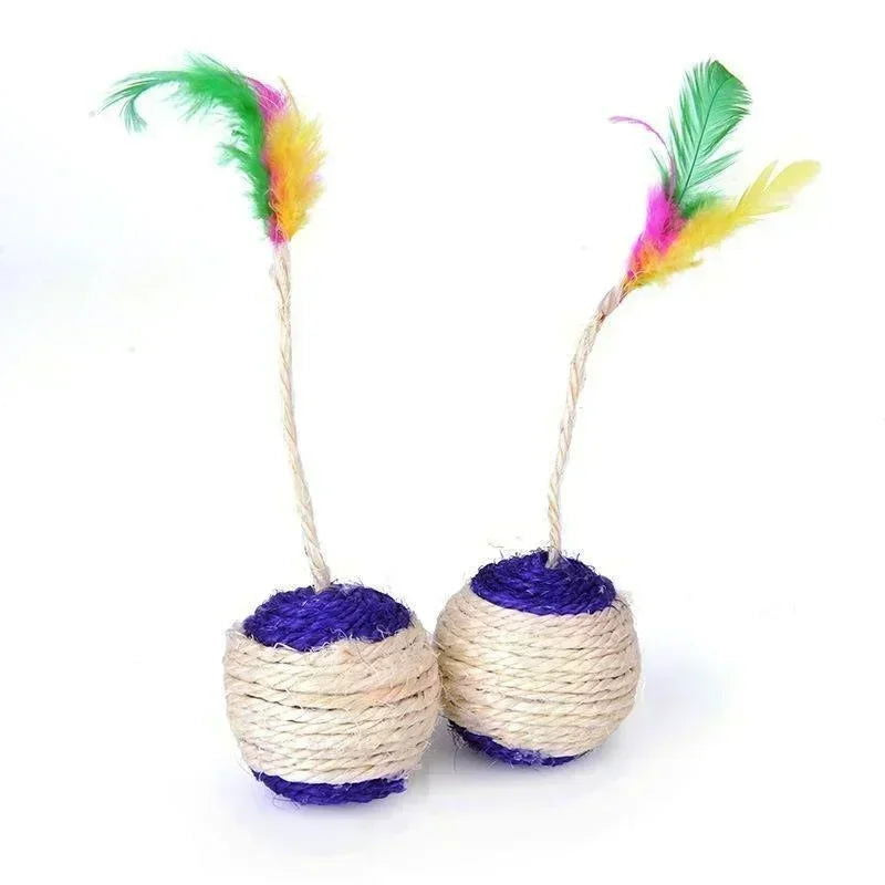 1Pc Cat Toy Sisal Scratching Ball Training Interactive Toy for Kitten Pet Cat Supplies Feather Toy  Cat Toys Interactive - Slobuy
