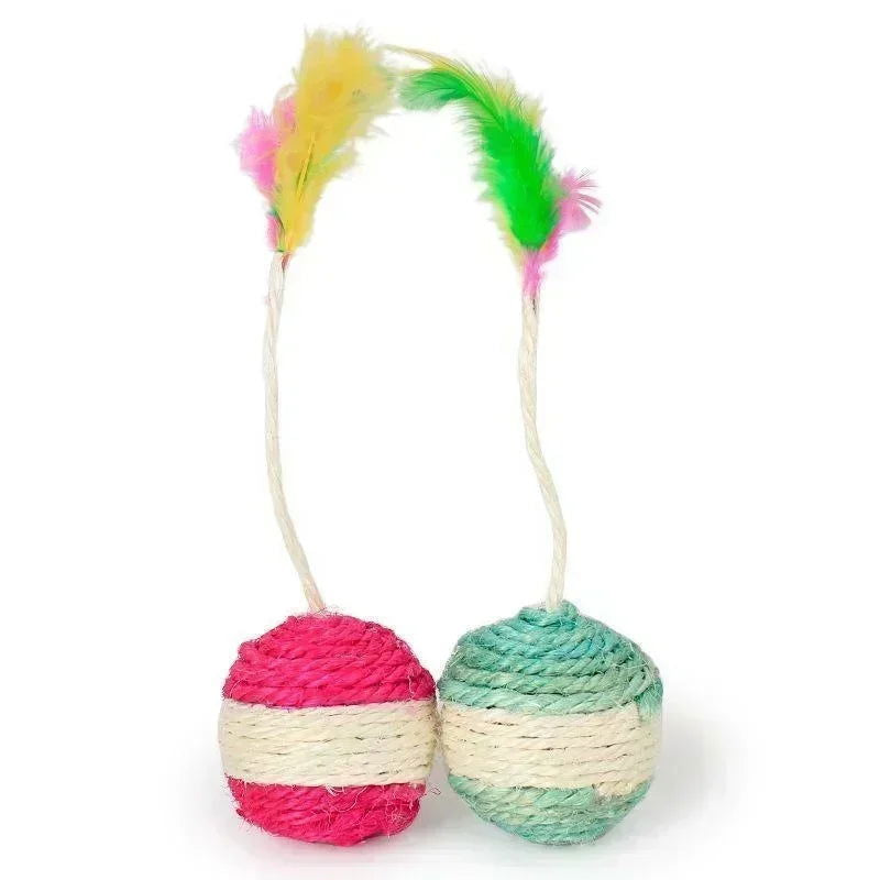 1Pc Cat Toy Sisal Scratching Ball Training Interactive Toy for Kitten Pet Cat Supplies Feather Toy  Cat Toys Interactive - Slobuy