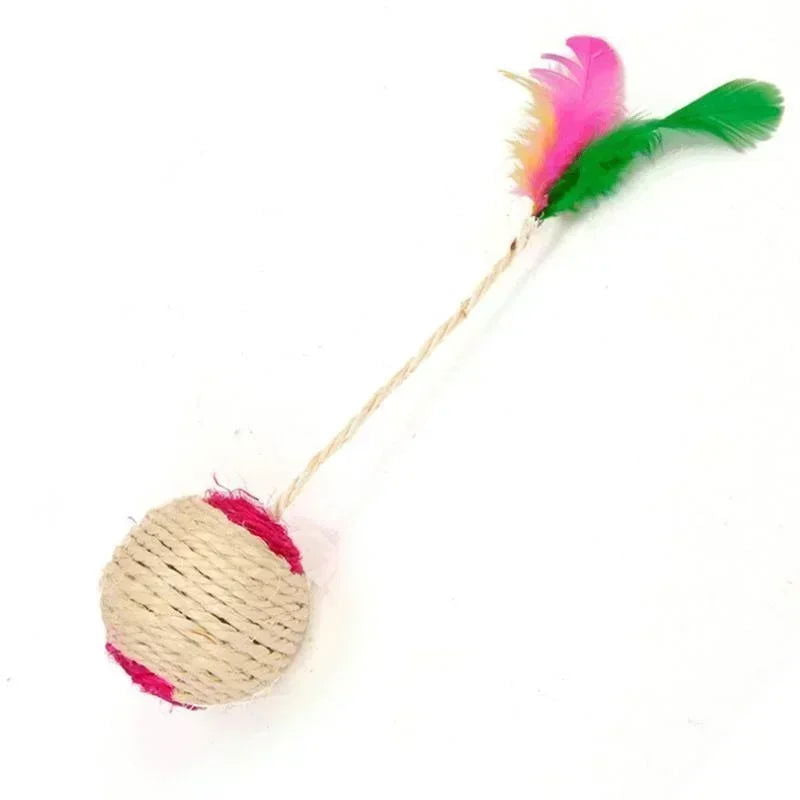 1Pc Cat Toy Sisal Scratching Ball Training Interactive Toy for Kitten Pet Cat Supplies Feather Toy  Cat Toys Interactive - Slobuy