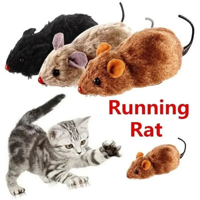 1Pc Funny Lifelike Plush Mouse Running Rat Toy for Cats Dogs Tail Mouse Pets Kids Random Color - Slobuy