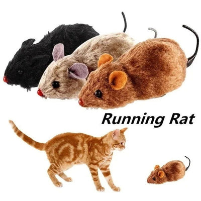 1Pc Funny Lifelike Plush Mouse Running Rat Toy for Cats Dogs Tail Mouse Pets Kids Random Color - Slobuy