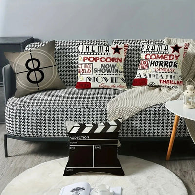 1Pc Linen Retro Movie Throw Pillow Case Single-Sided Printed Pillow Cover For Home Decor Sofa Cushion Cover - Slobuy
