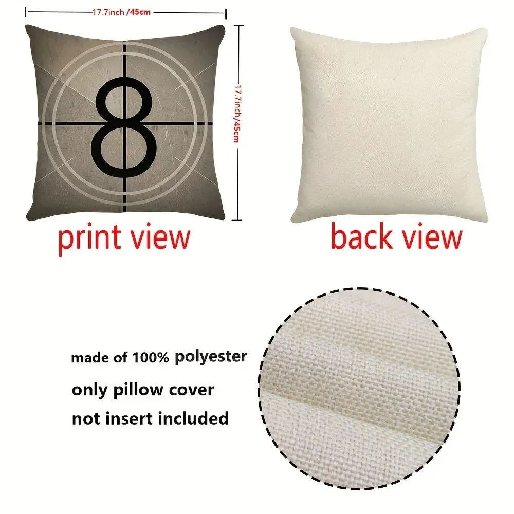 1Pc Linen Retro Movie Throw Pillow Case Single-Sided Printed Pillow Cover For Home Decor Sofa Cushion Cover - Slobuy