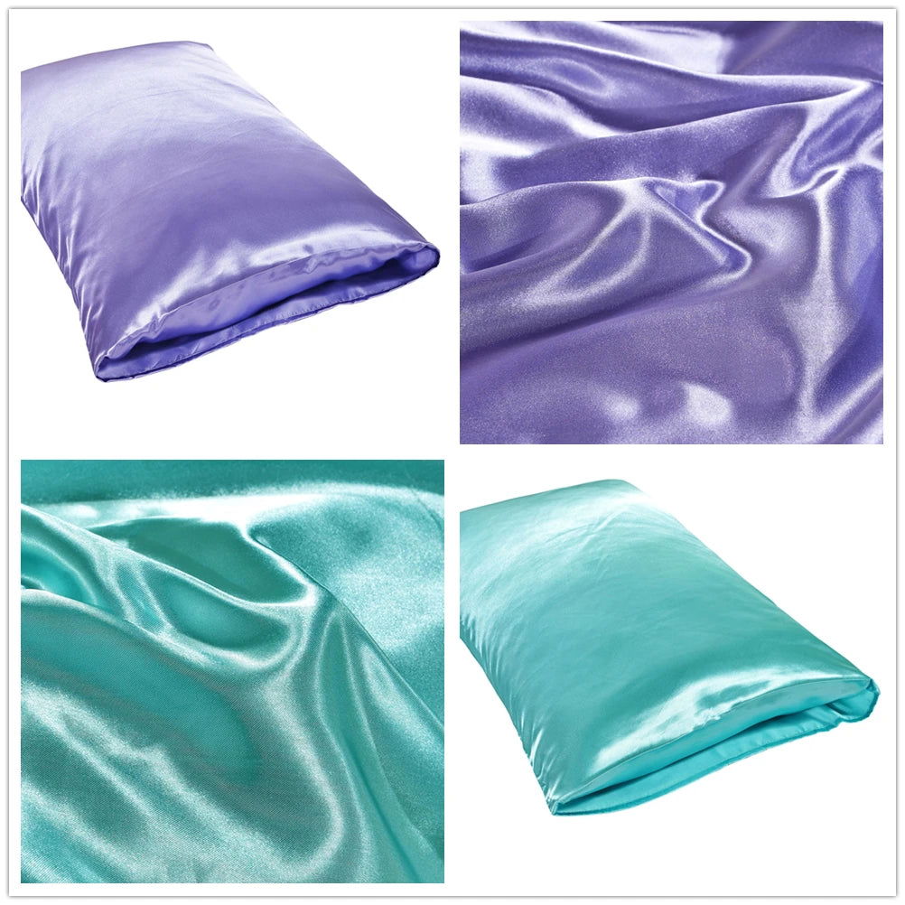 1Pc Queen Satin Silk Pillowcase Pillow Case Cover Home Bedding Smoothy Pillow Rectangle Bedding Pillow - Slobuy