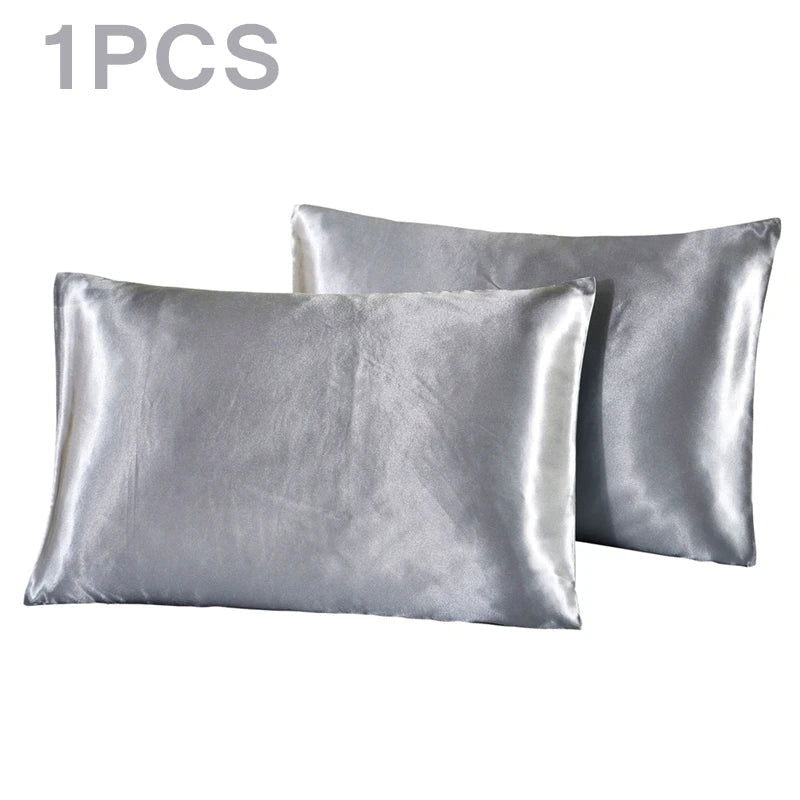 1Pc Queen Satin Silk Pillowcase Pillow Case Cover Home Bedding Smoothy Pillow Rectangle Bedding Pillow - Slobuy